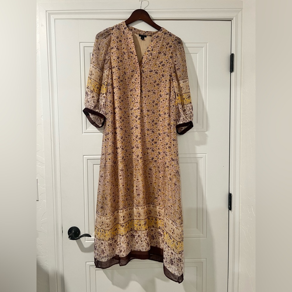 Ann Taylor Floral Maxi Dress - Yellow and Brown